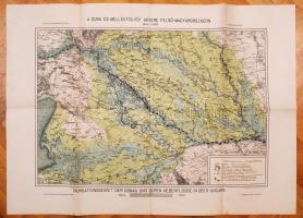 cca 1900 Eena Lanfranconi: A Duna és mellékfolyói ártere Felső-Magyarországon 2 db térkép / Danube a...