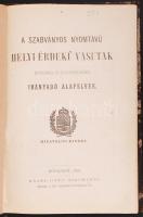 Szabványos nyomtávú helyi árdekű vasutak építésénél és fölszerelésénél irányadó alapelvek. Bp., 1889 Nágel Otto 48p. + kihajtható mellékletek + hozzá Szabályrendelet a gőzmozdonyú vasutak tervezése és építése tárgyában, (Kissé ázott egészvászon kötésben)