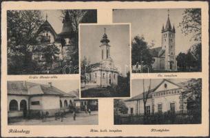 Budapest XVII. Rákoshegy, Erdős Renée villa, községháza, katolikus és evangélikus templom