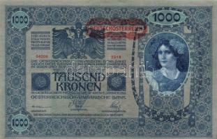 1902. 1000K (3x), piros "Deutschösterreich" bélyegzővel T:II-