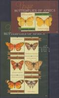 Afrikai lepkék kisív + blokk, African butterflies mini sheet + block