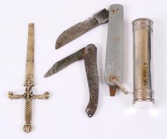 Fém bicska, lámpa, levél vágó, összesen:4 db