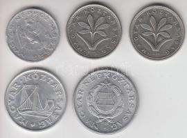 1969. 10f Al "0" belső átmérője nagyobb + 1992. 50f + 1989. 1Ft sugaras + 2000. 2Ft (2x) k...