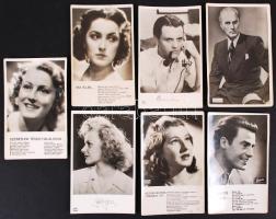 Háború előtti színész képeslapfotók, összesen: 7db