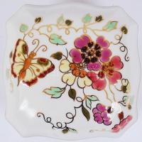 Kézzel festett Zsolnay pillangó mintás ékszeres doboz, jelzett, hibátlan, eredeti dobozában / Hand p...