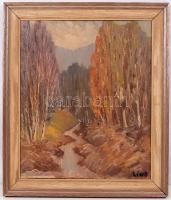 Lind jelzéssel: Erdei patak. Olaj,vászon, modern keretben, 45×38 cm