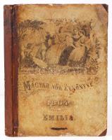 1864 Magyar Nők Évkönyve. Negyedik évfolyam. Szerk. és kiad. Emilia (Kánya Emília). Pest, 1863. Kiadói, díszes félbőr kötésben, 14db litografált portréval, kopottas állapotú (a kötéstábla és a lapok foltosak, helyenként javításnyomok, ill. ceruzás firkák, az elején a naptárból 2 lap hiányzik)