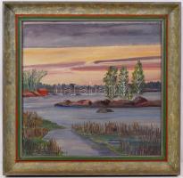 N. Nilsson jelzéssel: Lápos vidék. Olaj, farost, modern keretben, 37×36 cm