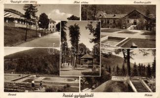 Parád gyógyfürdő, vendéglő előtti sétány, alsó sétány, Erzsébet szálló, strand, kilátó (EK)