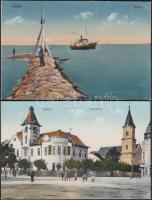 Siófok - 2 db jó minőségű, megíratlan képeslap (városháza, kikötő)