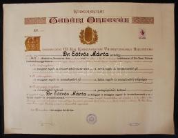 1940 Filozófia oklevél szép függő viaszpecséttel, hozzá tanári oklevél is egyéb bizonyítványok