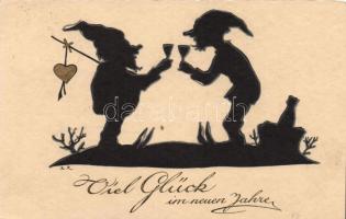 New Year, silhouettes, dwarfs