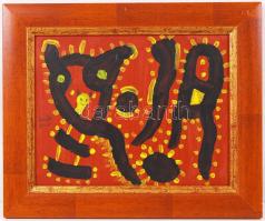 Szeift Béla (1944-): Találkozás. Olaj, farost, jelzett, keretben, 24×30 cm