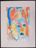 Cs. Németh Miklós (1934-2012):Női fej. Akvarell, papír, jelzett, paszpartuzva, 27×16 cm
