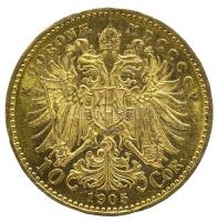 Ausztria 1905. 10K Au "Ferenc József" (3,3875g/0.900) T:1- kis ph.
Austria 1905. 10 Corona...