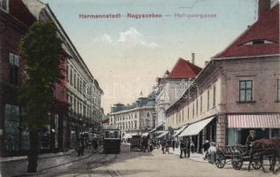 Nagyszeben, street, shops (Rb)