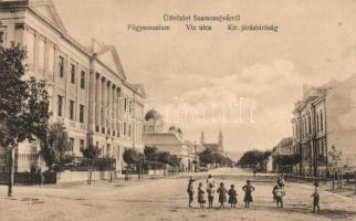 Szamosújvár, Főgimnázium, Víz utca, járásbíróság / grammar school, street, district court