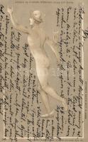 Nude man, humour, hold to light, litho
