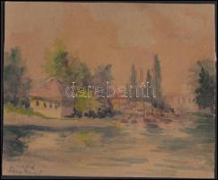 Füssy Margit: Siófok. Akvarell, karton, jelzett, 17×21 cm