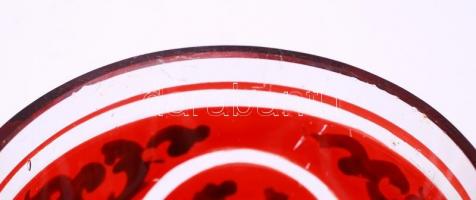 Címeres emlékpohár, "Georg Dück 1852"-es felirattal, apró csorba a peremen, kézzel festett...