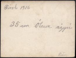 1916 Olasz 35 cm-es ágyú, hátoldalon korabeli jegyzet
/ 1916 italian canon 9x12 cm