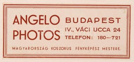 1944 Lázár Mária színésznő aláírása, üdvözlő sorai, nagyméretű fotó, paszpartura ragasztva 23x17 cm