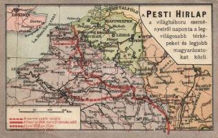 Pesti Hírlap első világháborús térképe / WWI the map of te Hungarian newspaper Pesti Hírlap (fa)