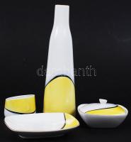 Hollóházi modern asztali készlet, matricás, jelzett, hibátlan