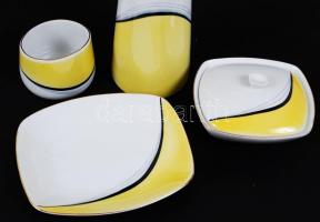 Hollóházi modern asztali készlet, matricás, jelzett, hibátlan