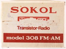 Sokol 308 FM-AM táskarádió, saját dobozában,1976-78