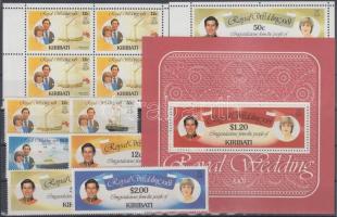 Károly és Diana esküvője sor + bélyegfüzet lapok + blokk, Charles and Diana's wedding set + stamp-booklet sheets + block