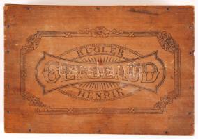Régi Kugler Henrik Gerbeaud fa dobozka /  Vintage Gerbeaud wooden box, 15x23x7 cm