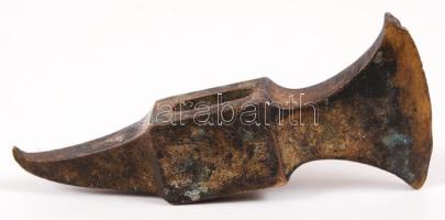 Antik réz fokos, h:13 cm