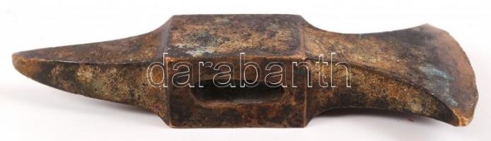 Antik réz fokos, h:13 cm