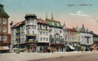 Zagreb, Jelacic square, bank, shops