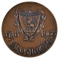 1968. "Békéscsaba / Városunkért" Br emlékérem (50mm) dísztokban T:2