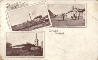 Torda cellulóz gyár, postahivatal, Unitárius iskola / cellulose factory, post office, Unitarian school, floral (fa)