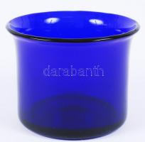 Kobalt kék üveg kaspó, hibátlan, m:16 cm, m:12 cm