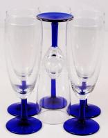 6 db dekoratív pezsgős pohár, hibátlan, m: 16 cm