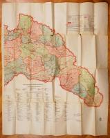 1940 A visszatért erdélyi és kárpátaljai részek nagyméretű közigazgatási térképe 80x100 cm