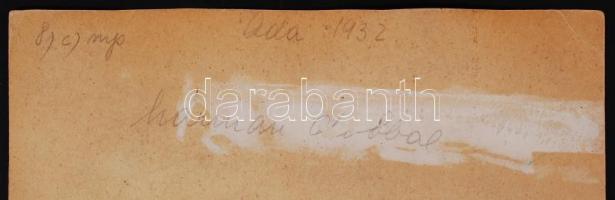 1932 Foto Ada: Hárman dobbal. Vintage fotó a Szentpál Olga mozgásművészeti iskola növendékeiről;háto...