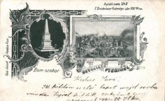 Piski, Bem szobor, A piski csata, pinx. Breidwieser / statue, battle of Piski, Art Nouveau