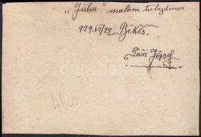 1929 Békés, a "Júlia" malom és dolgozói, kartonra kasírozva, 12x16cm