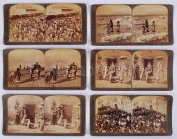 cca 1870-1890  Életképek Palesztináról. 6 db sztereófotó, / 6 stereo photos of Palestina 9x17 cm