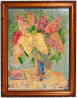 Szilvássy Pál (1920-1996): Virágcsendélet. Olaj, vászon, jelzett, antik keretben 59×46 cm