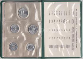 1977. 2f-10Ft 9klf "Magyar Népköztársaság" forgalmi érméi méregzöld műbőrtokban T:1