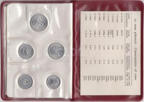 1982. 2f-10Ft 9klf "Magyar Népköztársaság" forgalmi érméi sötétbordó műbőrtokban T:1