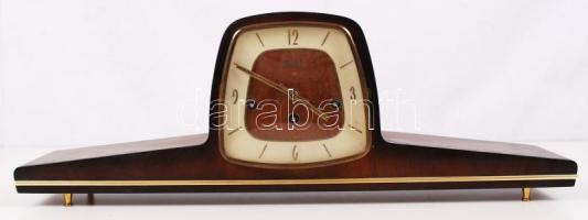 Stocker német kandalló óra, kulccsal, nem működik, hiányos, 29×49 cm