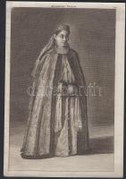 cca 1780 Orosz nőt ábrázoló rézmetszet / cca 1780 Russian woman copper engraving 20x30 cm