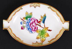 Herendi Viktória mintás porcelán hamutartó, kézzel festett, hibátlan, jelzett / Herend chinaware ashtray 11×7 cm